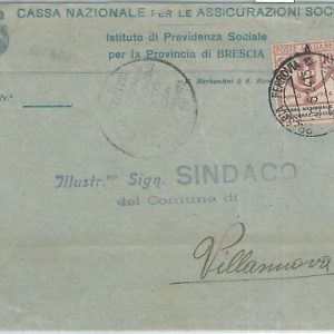 72894 - REGNO storia postale: PARASTATALI # 25 Asicurazioni Sociali su BUSTA