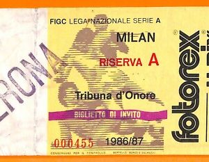 C0705 - Vecchio BIGLIETTO PARTITA CALCIO - MILAN VS VERONA