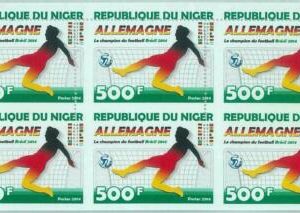 M1560 - NIGER, ERROR, 2014 MISSPERF 6ER BLOCK: Brasilien, Deutschland, Fußball