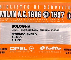 C0729 - Vecchio BIGLIETTO PARTITA CALCIO - MILAN VS BOLOGNA