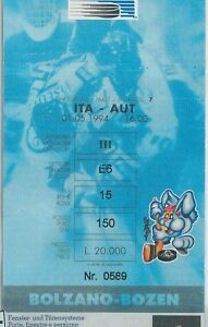 2391 -  BIGLIETTO partita vintage ticket ICE HOCKEY - 1994: ITALIA / AUSTRIA