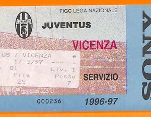 C0766 - Vecchio BIGLIETTO PARTITA CALCIO - JUVENTUS VS VICENZA