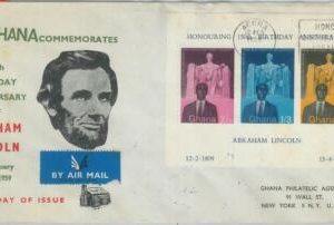 79102 - GHANA - Postal History - S/S on FDC COVER  1959 -  Abraham Lincoln