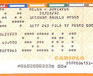 C0791 - Vecchio BIGLIETTO PARTITA CALCIO - MILAN VS JUVENTUS
