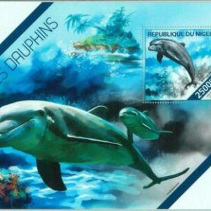 M1551 - NÍGER, ERROR, 2014 HOJA MISSPERF: delfines, vida marina