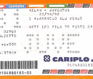 C0813- Vecchio BIGLIETTO PARTITA CALCIO - MILAN VS JUVENTUS