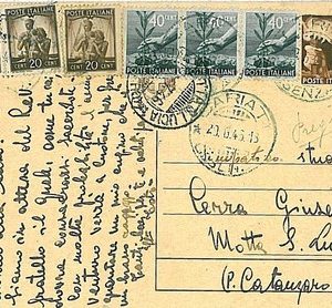 ITALIA  REPUBBLICA  - INTERO POSTALE 1,20 L + francobolli DEMOCRATICA 1946