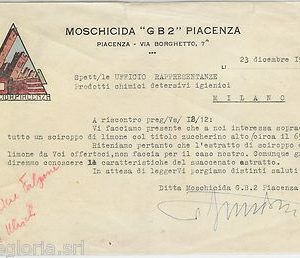 61453 - ITALIA - STORIA POSTALE: LETTERA INTESTATA da  PIACENZA 1941: MOSCHICIDA