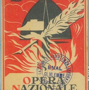 87191 - vintage document TESSERA D'EPOCA - Tessera NAZIONALE DOPOLAVORO 1945