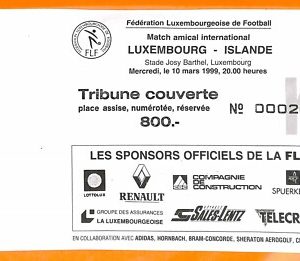 C0846 - Vecchio BIGLIETTO PARTITA CALCIO - LUXEMBOURG VS ISLANDE