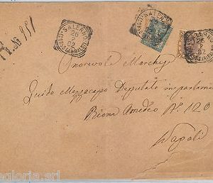 ITALIA REGNO - STORIA POSTALE: AFFRANCATURA MISTA su BUSTA da SALERNO - 1902