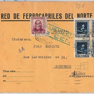 España - HISTORIA POSTAL: Edifi # 738 bloque de 4 sobre CARTA a FRANCIA