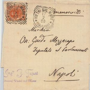 64036  ITALIA REGNO - STORIA POSTALE: BANDA per GIORNALE da Vietri sul Mare 1900