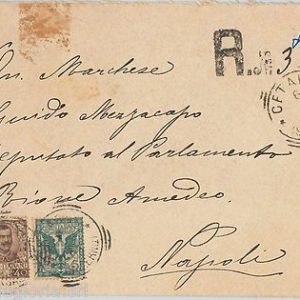 64037  ITALIA REGNO - STORIA POSTALE:  BUSTA RACCOMANDATA da CETARA  1903