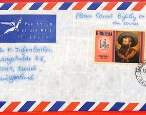 aa2363 - Rhodesia  - POSTAL HISTORY -  AIRMAIL COVER to SWITZERLAND  1975 Art