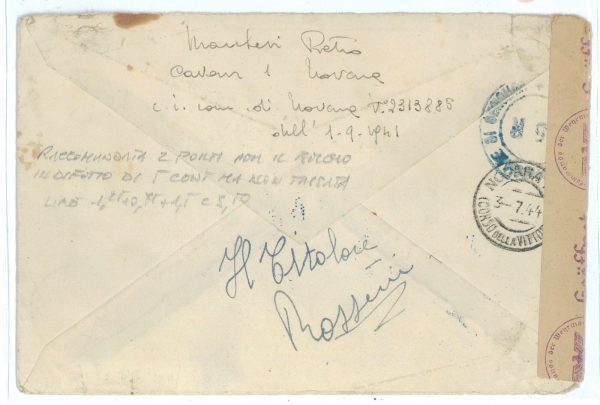 P2440 - ITALIA RSI , 3.7.1944 LETTERA RACCOMANDATA CON INSOLITA DESTINAZIONE - immagine 2
