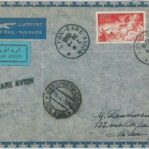 BK0029 - FRANCE- Postal History - FIRST FLIGHT: Lyon - Milano Pell # 117AA 1948
