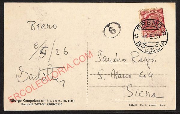 ae4106 - CARTOLINA  D'EPOCA - Brescia Città - Albergo Campoloro - immagine 2