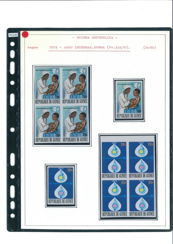 P3143 - FRENCH GUINEA YVERT 535/9 , 1975 NORMAL SET + IMPERF. BLOCKS OF 4 MNH - immagine 2