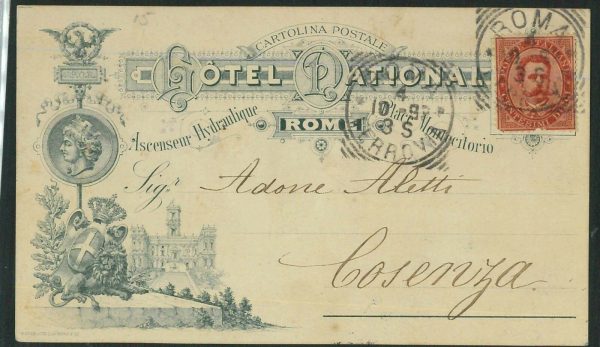 LIB871 - CARTOLINA d'Epoca - ROMA 1893 - PRIVATIVA pubblicitaria  HOTEL NATIONAL