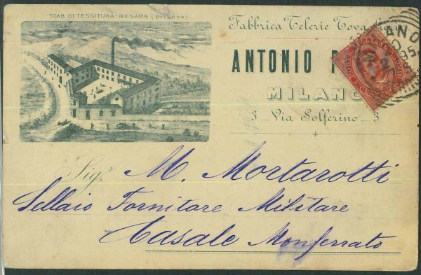 LIB873 - CARTOLINA d'Epoca - MILANO / BESANA  1895 - PRIVATIVA pubblicitaria