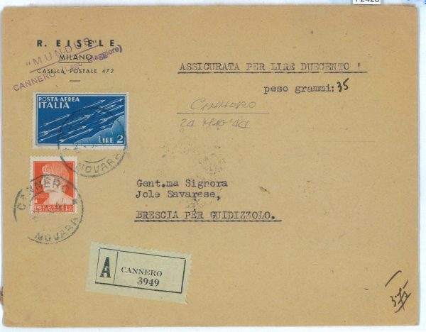 P2420 - ITALIA RSI , FRANCOBOLLI REGNO, USATI IN PERIODO RSI, FRESCA. 21.5.1944