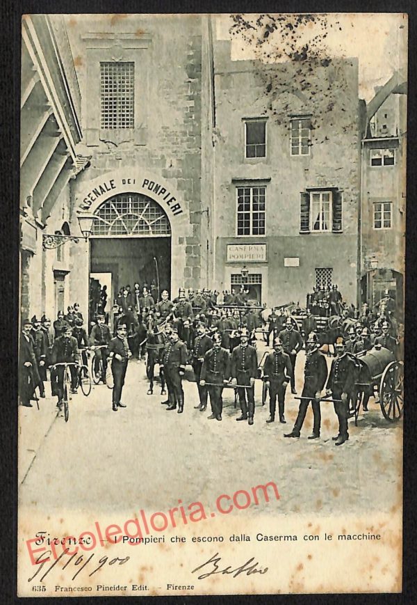 ae7433 - CARTOLINA D'EPOCA - Firenze Città - Caserma dei Pompieri