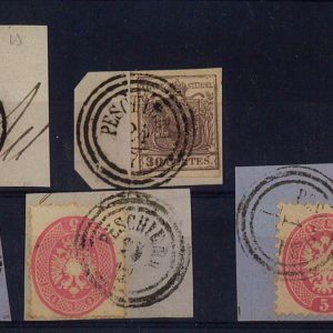 P3150 - LOMBARDO VENETO, GRUPPO 6 FRANCOBOLLI, DAI NON DENTELLATI AI DENTELLATI