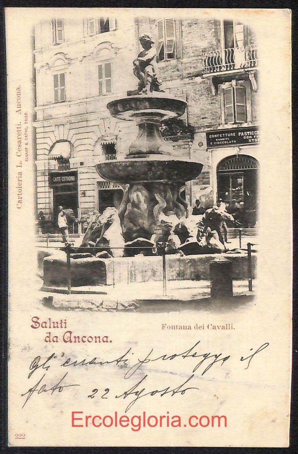 ad9655 - CARTOLINA D'EPOCA - Ancona Città - Fontana dei Cavalli  1898