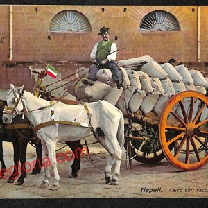 ah3513 - CARTOLINA D'EPOCA - Napoli Citta - Carro con sacchi di grano