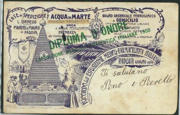LIB887 - CARTOLINA d'Epoca - PADOVA: Pubblicitaria EXPO Medico Farmateutica 1900