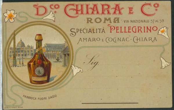 LIB888 - CARTOLINA d'Epoca - ROMA  -  pubblicitaria  CHIARA Liquori AMARO COGNAC