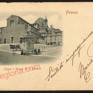 ae6357 - CARTOLINA D'EPOCA  Firenze Città - Chiesa e Piazza di S. Lorenzo