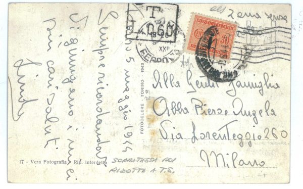 P2391 - ITALIA RSI , RSI. 8.5.1944, CARTOLINA TASSATA PER 0,60, POI RIDOTTA
