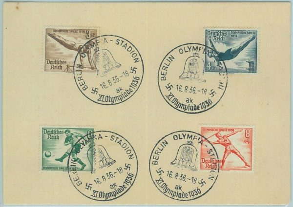 68252 - GERMANY - POSTAL HISTORY - CARD:  16.8.1936 Olympic postmark: BERLIN ak