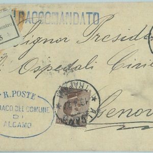 68579 - ITALIA REGNO - STORIA POSTALE: BUSTA Raccomandata da ALCAMO Trapani 1927
