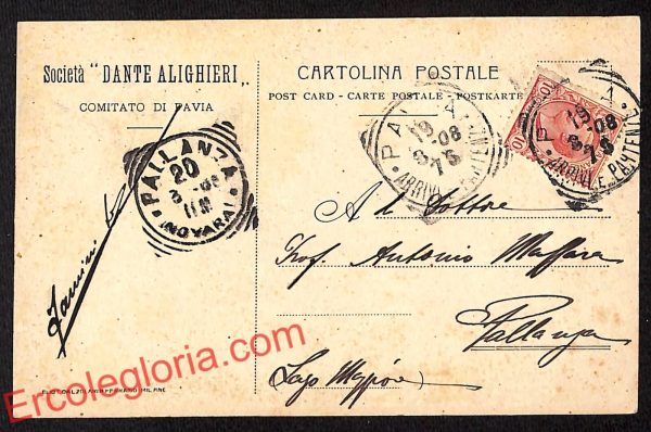 ah5932 - CARTOLINA  D'EPOCA - Pavia Città - Società 'Dante Alighieri' - immagine 2