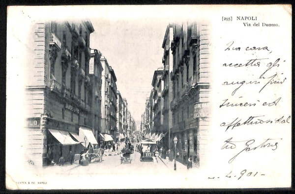 ab8039 - CARTOLINA  D'EPOCA - Napoli  Città - Via del Duomo 1901
