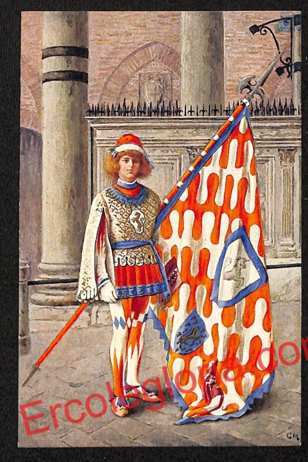 ai5494 CARTOLINA D'EPOCA- I 17 Paggi delle Storiche Contrade di Siena : Leocorno