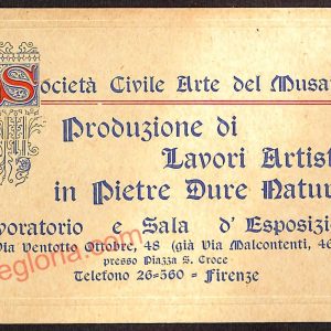 ae6424 - CARTOLINA D'EPOCA -  Firenze  Città - Società Civile Arte del Musaico