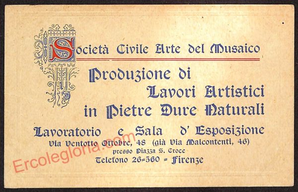 ae6424 - CARTOLINA D'EPOCA -  Firenze  Città - Società Civile Arte del Musaico