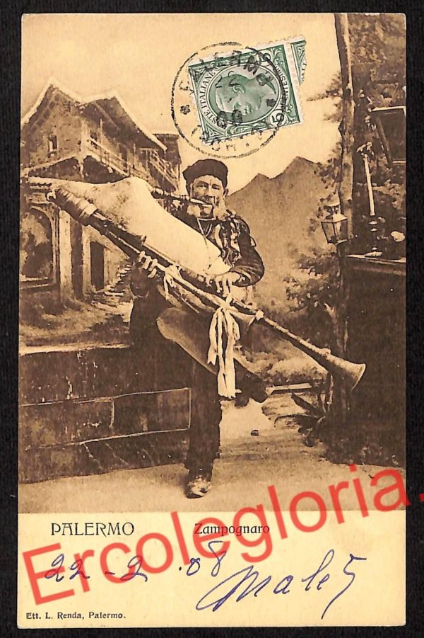 ah5057 - CARTOLINA D'EPOCA - Palermo Città- Zampognaro
