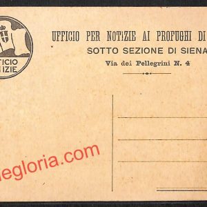 ai5512 STORIA POSTALE -  Siena Città - Ufficio per Notizie al Profughi di Guerra