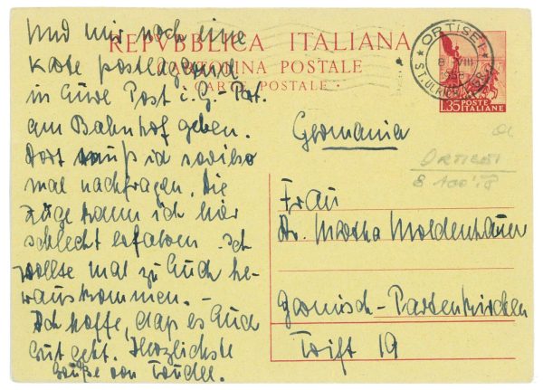 P2636 - ITALIA , L 35 QUADRIGA ROMANA, DA ORTISEI 8.8.1958 PER LA GERMANIA