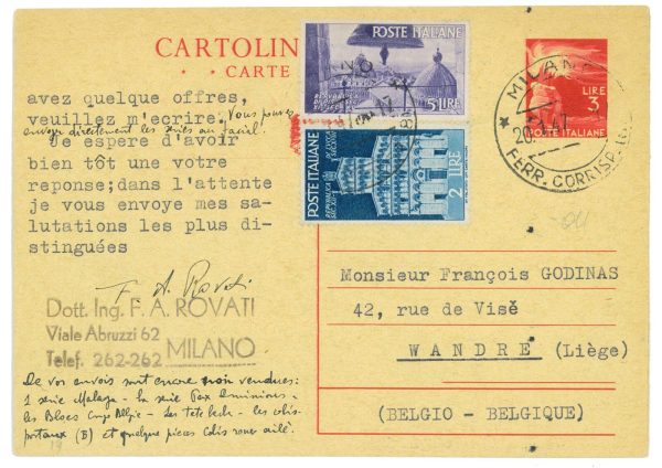 P2639 - ITALIA REPUBBLICA, CARTOLINA POSTALE LIRE, 3 C/ AFFRANCATURA AGGIUNTA