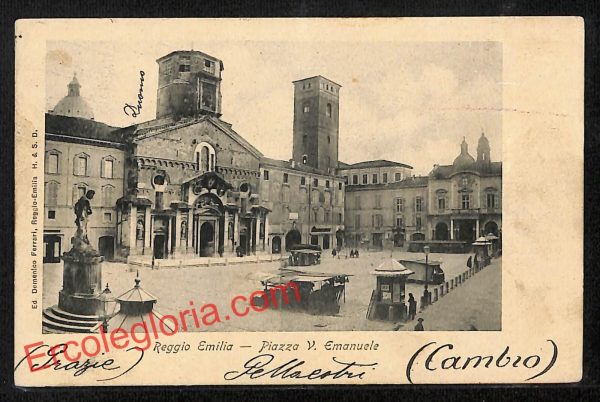 ah9736 - CARTOLINA D'EPOCA - Reggio Emilia Città - Piazza Vittorio Emanuele
