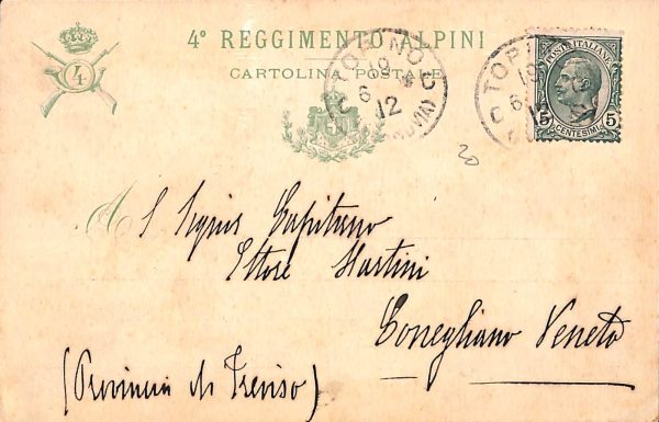 ac6799 - CARTOLINA D'EPOCA - REGGIMENTALI - Alpini  1912 - immagine 2