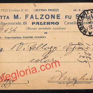 ah5075 - STORIA POSTALE - Palermo Città - Ditta M. Falzone Fu Salv.