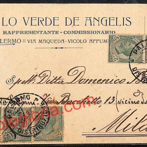 ah5077 - STORIA POSTALE - Palermo Città - V. Lo Verde De Angelis