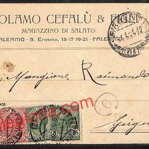 ah5081 - STORIA POSTALE - Palermo Città - Girolamo Cefalù